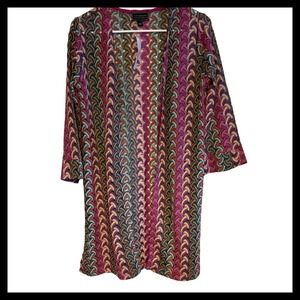 NWT G by Giuliana Black Label Striped Knit Cardigan Open Front Duster Size S